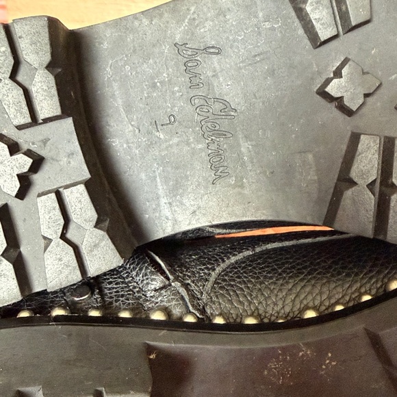 Sam Edelman Silver Studs Leather Black Zipper Combat Boots - Picture 11 of 12